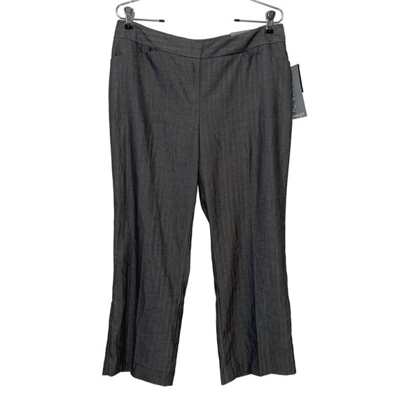 Alfani Petite Women's 12P Short Length Straight Leg Pants Gray Herringbone - Picture 1 of 6